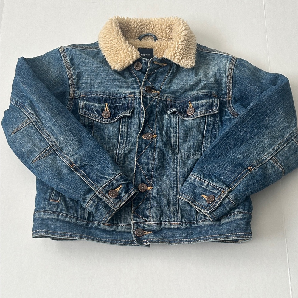 GAP Blue Denim Jacket with Cream Sherpa Lined